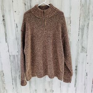 Carraigdonn Men’s 100% New Wool 1/4 Zip Pullover Sweater Size Large In Browns